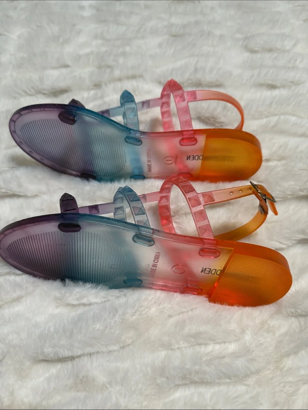 Steve Madden Multicolor Gradient Studded Jelly Sandals